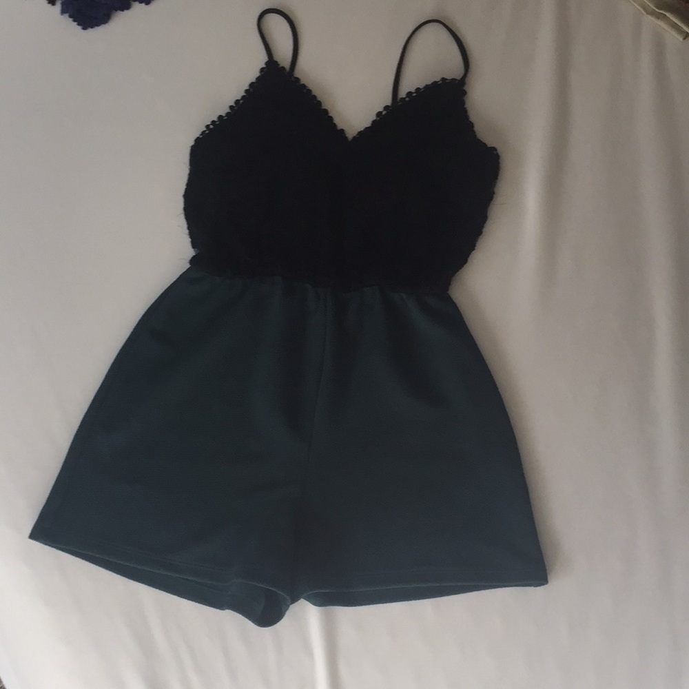 Black/Green Romper